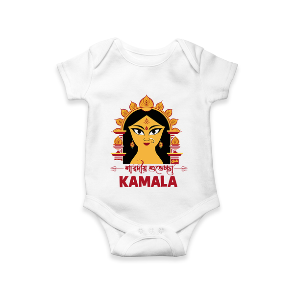 Durga Maa Divine Face Baby Romper - WHITE - New Born (Chest 14")