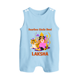 Fearless Little Devi Goddess & Tiger Baby Button Romper - BABY BLUE - New Born (Chest 18")