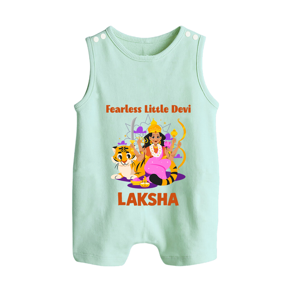 Fearless Little Devi Goddess & Tiger Baby Button Romper - MINT GREEN - New Born (Chest 18")