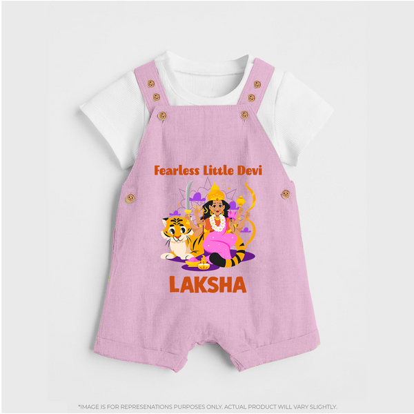 Fearless Little Devi Goddess & Tiger Baby Dungaree - BABY PINK - 0 - 5 Months Old (Chest 18")