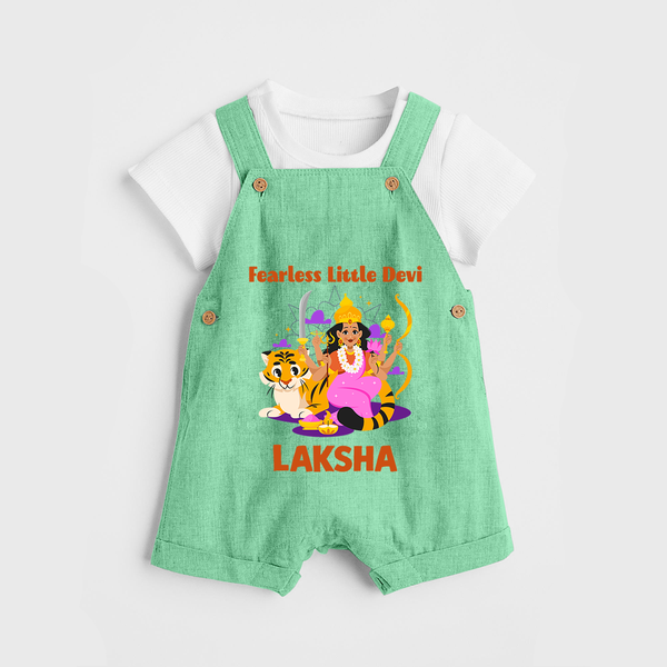 Fearless Little Devi Goddess & Tiger Baby Dungaree - GREEN - 0 - 5 Months Old (Chest 18")