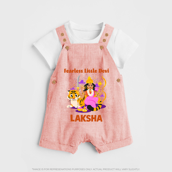 Fearless Little Devi Goddess & Tiger Baby Dungaree - PEACH - 0 - 5 Months Old (Chest 18")