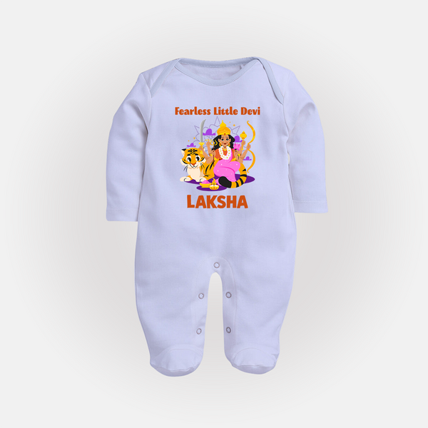 Fearless Little Devi Goddess & Tiger Baby Full Body Suit - BABY BLUE - New Born (Chest 7.5")