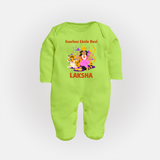 Fearless Little Devi Goddess & Tiger Baby Full Body Suit - LIME GREEN - New Born (Chest 7.5")