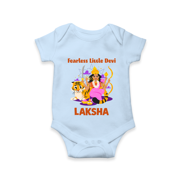 Fearless Little Devi Goddess & Tiger Baby Romper - BABY BLUE - New Born (Chest 14")