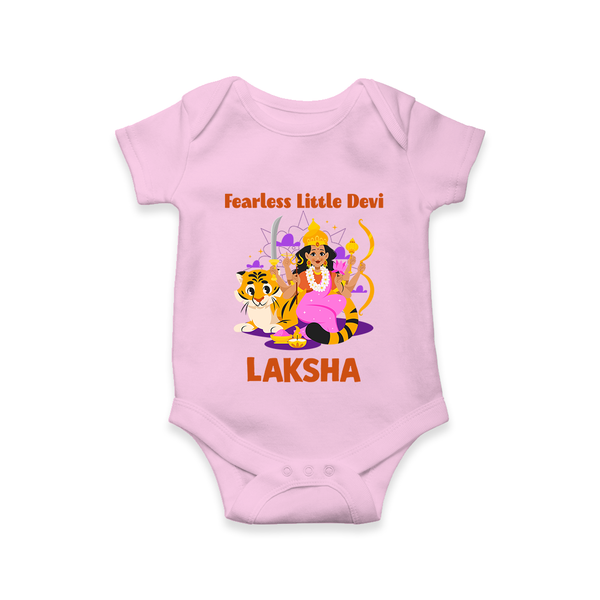 Fearless Little Devi Goddess & Tiger Baby Romper - BABY PINK - New Born (Chest 14")