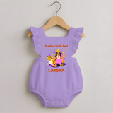 Fearless Little Devi Goddess & Tiger Baby Romper Frock - LILAC - 0 - 3 Months Old (Chest 19")