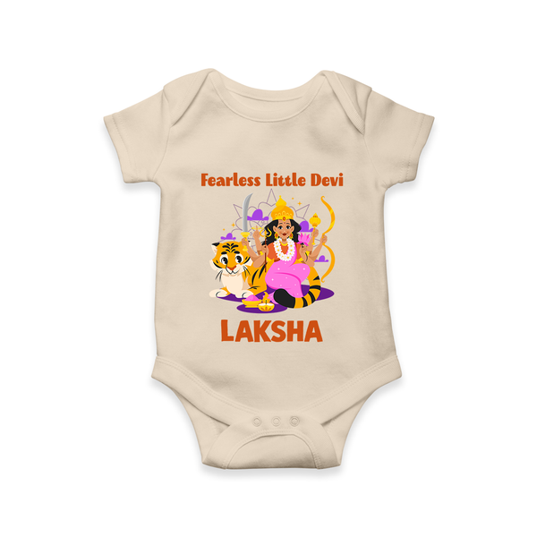 Fearless Little Devi Goddess & Tiger Baby Romper - IVORY - New Born (Chest 14")