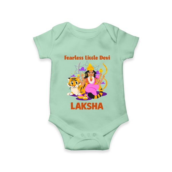 Fearless Little Devi Goddess & Tiger Baby Romper - MINT GREEN - New Born (Chest 14")
