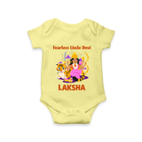 Fearless Little Devi Goddess & Tiger Baby Romper - PASTEL YELLOW - New Born (Chest 14")