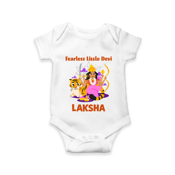 Fearless Little Devi Goddess & Tiger Baby Romper - WHITE - New Born (Chest 14")