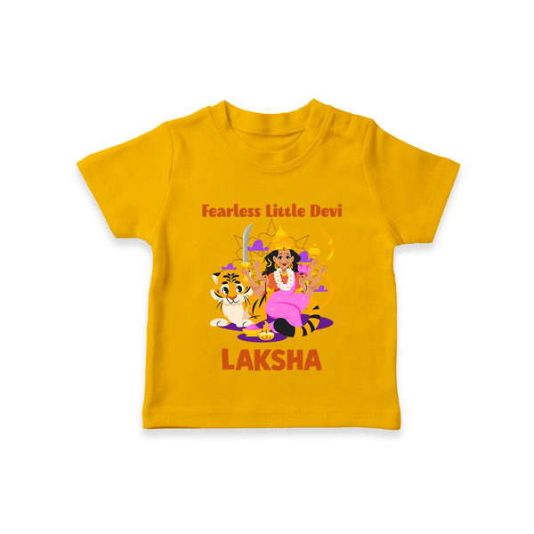 Fearless Little Devi Goddess & Tiger Baby T Shirt - CHROME YELLOW - 0-5 Months Old (Chest 17")