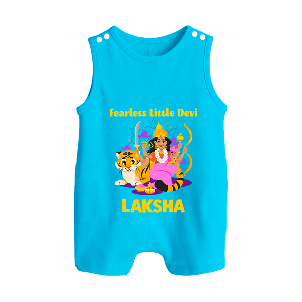 Fearless Little Devi Goddess & Tiger Baby Button Romper - SKY BLUE - New Born (Chest 18")