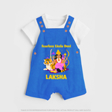 Fearless Little Devi Goddess & Tiger Baby Dungaree - COBALT BLUE - 0 - 5 Months Old (Chest 18")