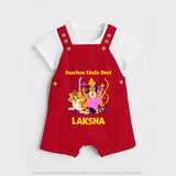 Fearless Little Devi Goddess & Tiger Baby Dungaree - RED - 0 - 5 Months Old (Chest 18")