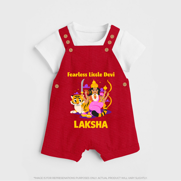 Fearless Little Devi Goddess & Tiger Baby Dungaree - RED - 0 - 5 Months Old (Chest 18")