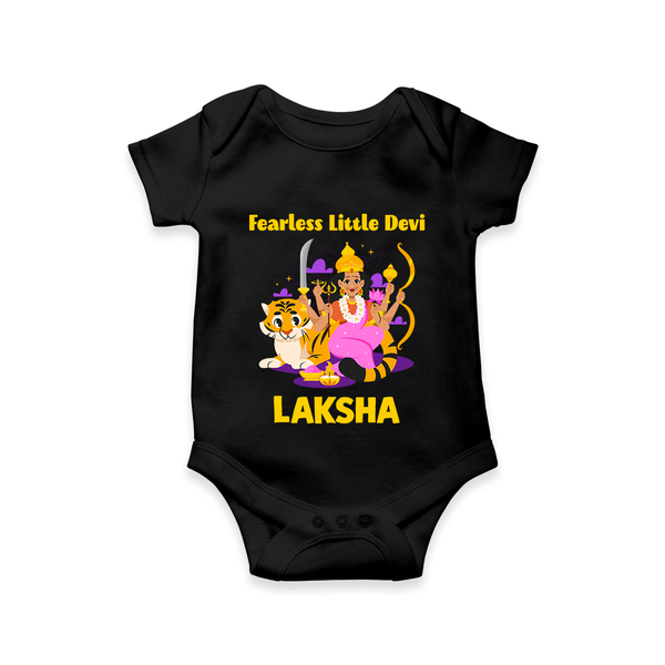 Fearless Little Devi Goddess & Tiger Baby Romper - BLACK - New Born (Chest 14")
