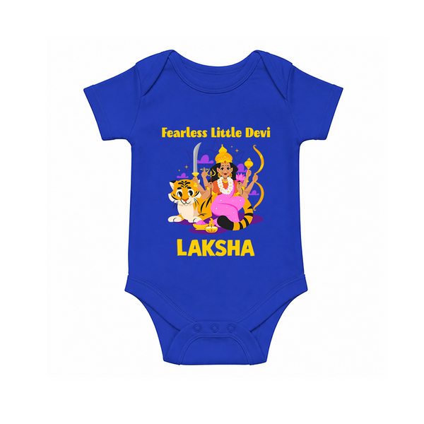 Fearless Little Devi Goddess & Tiger Baby Romper - COBALT BLUE - New Born (Chest 14")