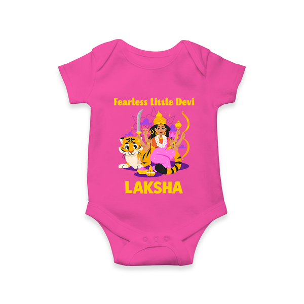 Fearless Little Devi Goddess & Tiger Baby Romper - HOT PINK - New Born (Chest 14")