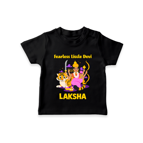 Fearless Little Devi Goddess & Tiger Baby T Shirt - BLACK - 0-5 Months Old (Chest 17")