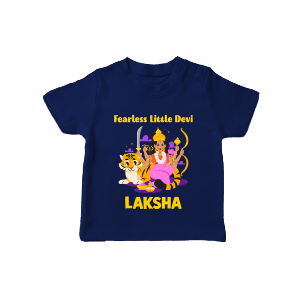 Fearless Little Devi Goddess & Tiger Baby T Shirt - NAVY BLUE - 0-5 Months Old (Chest 17")