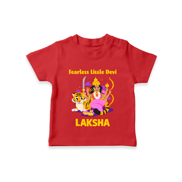Fearless Little Devi Goddess & Tiger Baby T Shirt - RED - 0-5 Months Old (Chest 17")