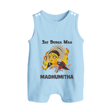 Jai Durga Maa Traditional Goddess Baby Button Romper - BABY BLUE - New Born (Chest 18")