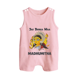 Jai Durga Maa Traditional Goddess Baby Button Romper - BABY PINK - New Born (Chest 18")