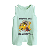 Jai Durga Maa Traditional Goddess Baby Button Romper - MINT GREEN - New Born (Chest 18")