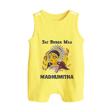Jai Durga Maa Traditional Goddess Baby Button Romper - PASTEL YELLOW - New Born (Chest 18")
