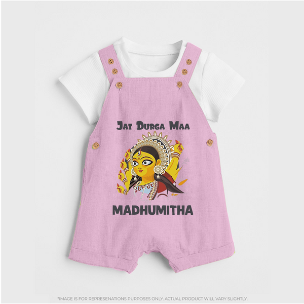 Jai Durga Maa Traditional Goddess Baby Dungaree - BABY PINK - 0 - 5 Months Old (Chest 18")
