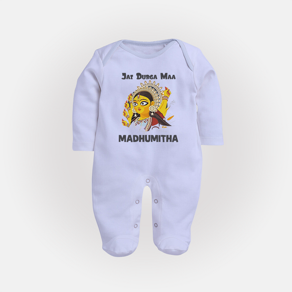 Jai Durga Maa Traditional Goddess Baby Full Body Suit - BABY BLUE - New Born (Chest 7.5")