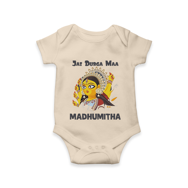 Jai Durga Maa Traditional Goddess Baby Romper - IVORY - New Born (Chest 14")