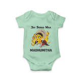 Jai Durga Maa Traditional Goddess Baby Romper - MINT GREEN - New Born (Chest 14")