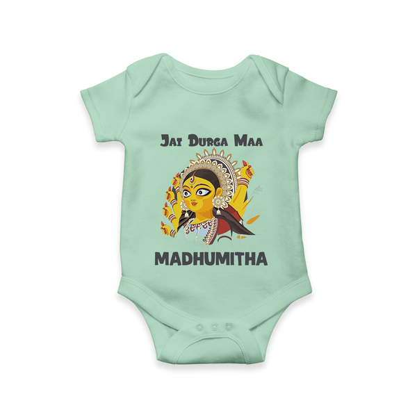 Jai Durga Maa Traditional Goddess Baby Romper - MINT GREEN - New Born (Chest 14")