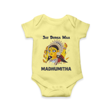 Jai Durga Maa Traditional Goddess Baby Romper - PASTEL YELLOW - New Born (Chest 14")