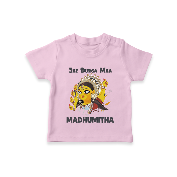 Jai Durga Maa Traditional Goddess Baby T Shirt - BABY PINK - 0-5 Months Old (Chest 17")