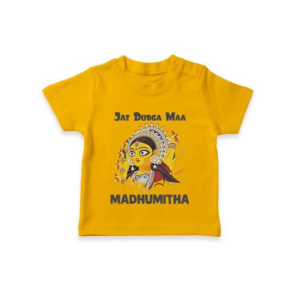 Jai Durga Maa Traditional Goddess Baby T Shirt - CHROME YELLOW - 0-5 Months Old (Chest 17")