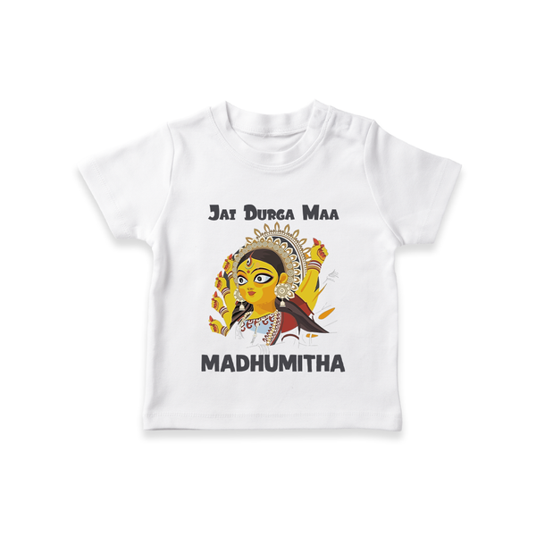 Jai Durga Maa Traditional Goddess Baby T Shirt - WHITE - 0-5 Months Old (Chest 17")