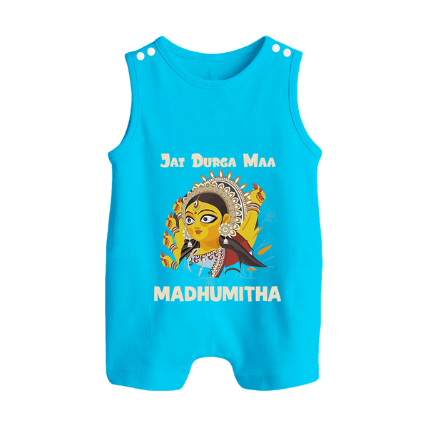 Jai Durga Maa Traditional Goddess Baby Button Romper - SKY BLUE - New Born (Chest 18")
