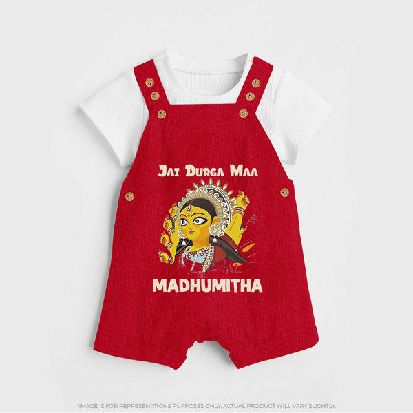 Jai Durga Maa Traditional Goddess Baby Dungaree - RED - 0 - 5 Months Old (Chest 18")