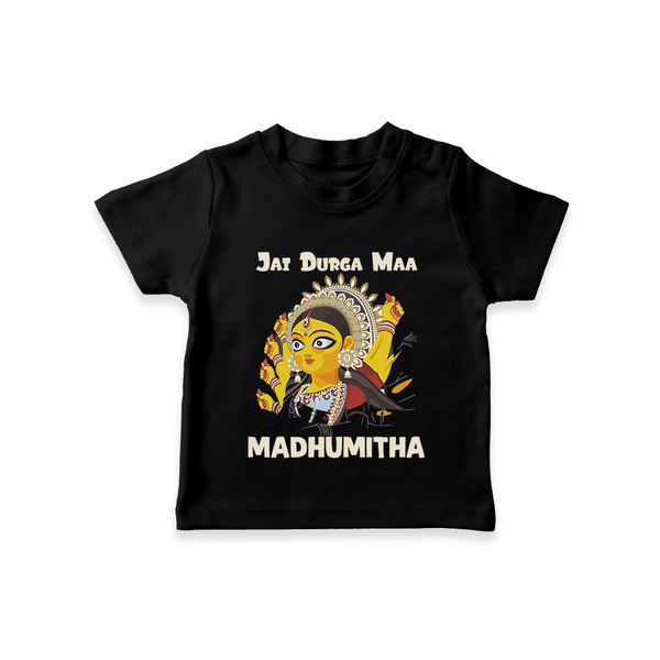 Jai Durga Maa Traditional Goddess Baby T Shirt - BLACK - 0-5 Months Old (Chest 17")