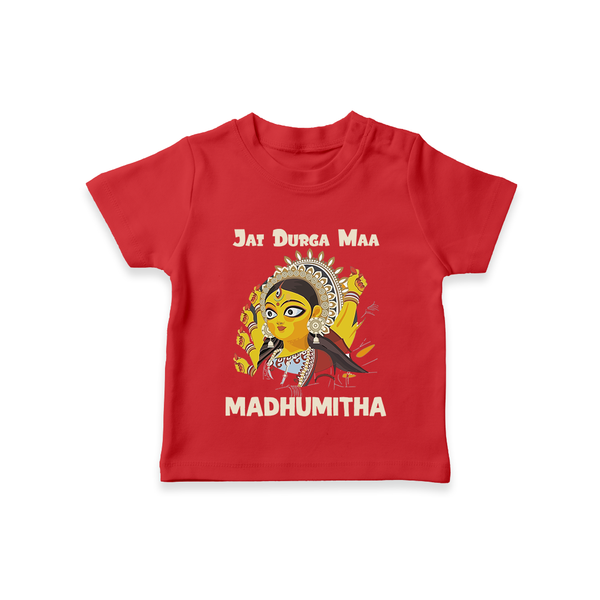 Jai Durga Maa Traditional Goddess Baby T Shirt - RED - 0-5 Months Old (Chest 17")
