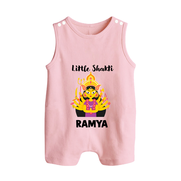 Little Shakti Durga Maa Baby Button Romper - BABY PINK - New Born (Chest 18")