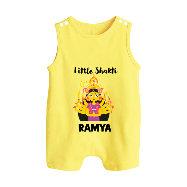 Little Shakti Durga Maa Baby Button Romper - PASTEL YELLOW - New Born (Chest 18")