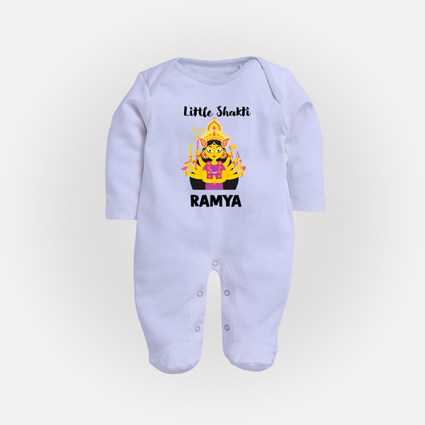 Little Shakti Durga Maa Baby Full Body Suit - BABY BLUE - New Born (Chest 7.5")