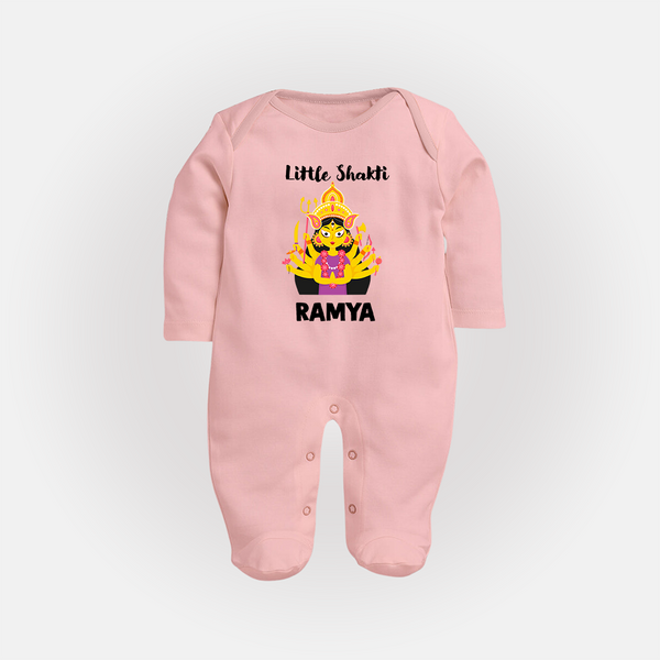 Little Shakti Durga Maa Baby Full Body Suit - BABY PINK - New Born (Chest 7.5")