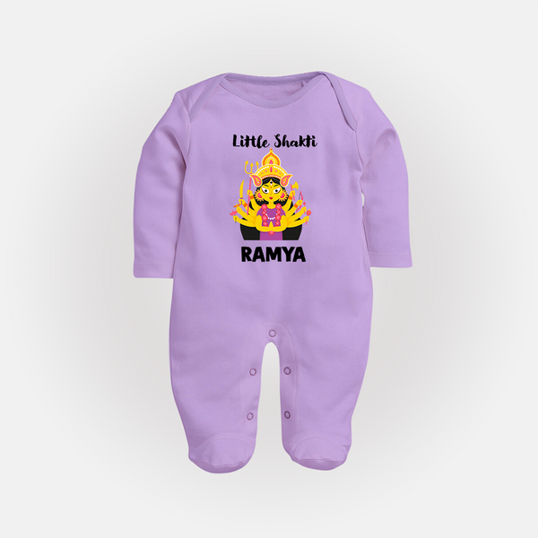 Little Shakti Durga Maa Baby Full Body Suit - LILAC - New Born (Chest 7.5")