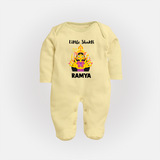 Little Shakti Durga Maa Baby Full Body Suit - PASTEL YELLOW - New Born (Chest 7.5")