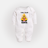Little Shakti Durga Maa Baby Full Body Suit - WHITE - New Born (Chest 7.5")